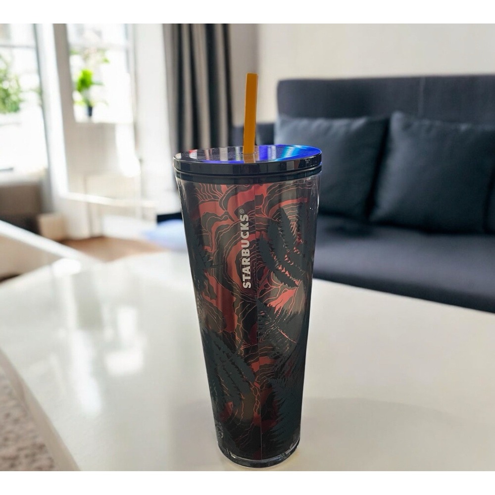 Starbucks 2022 Blue Ocean Fern Tumbler Vendi 24 oz Iridescent Metallic Cold Cup